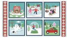 45" Panel - White Dogs Doing Winter - 1 yd